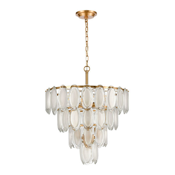 Curiosity Aged Brass and White Eight-Light Chandelier, image 2