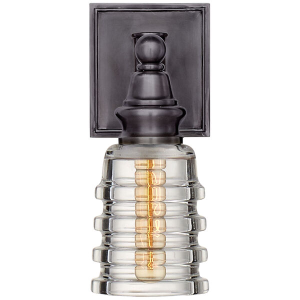 Covington Sconce in Bronze with Clear Ribbed Narrow Glass by Chapman and Myers, image 1