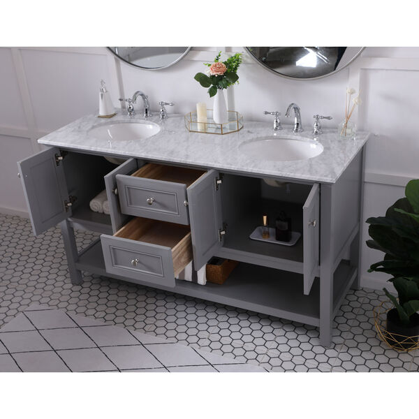 Metropolis Gray 60-Inch Vanity Sink Set, image 5