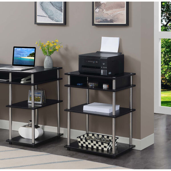 Designs2Go Black Printer Stand with Shelves, image 2