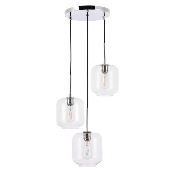 Collier Chrome 18-Inch Three-Light Pendant with Clear Glass, image 3