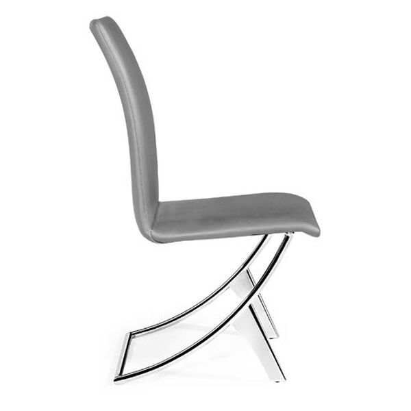 Delfin Gray and Chromed Steel Side Chair, Set of Two, image 2