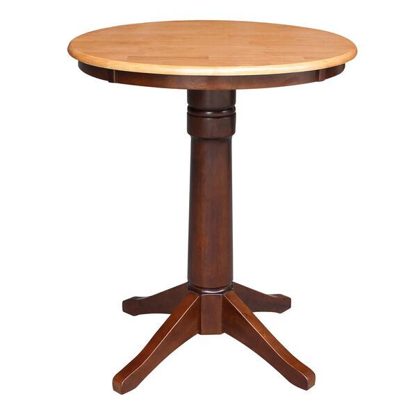 Cinnamon and Espresso 30-Inch Round Top Pedestal Counter Height Table, image 2