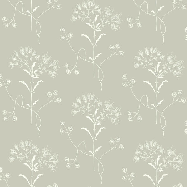 Wildflower Cupola (Light Grey) and White Wallpaper - SAMPLE SWATCH ONLY, image 1
