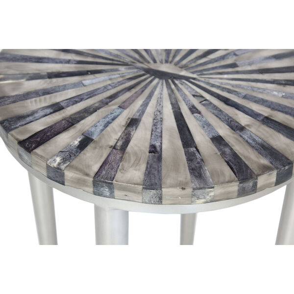 Grey Bone Antique Silver Finish Accent Table, image 6