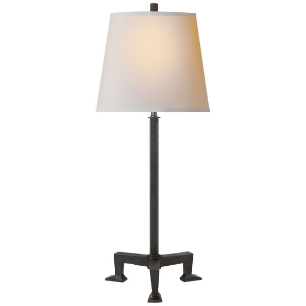 Parish Buffet Lamp in Aged Iron with Natural Paper Shade by Thomas O'Brien, image 1