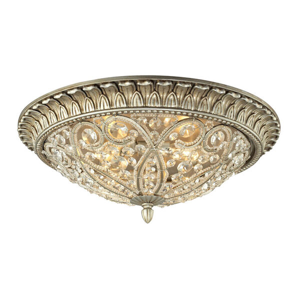Andalusia Aged Silver Four Light Flush Mount Fixture, image 1