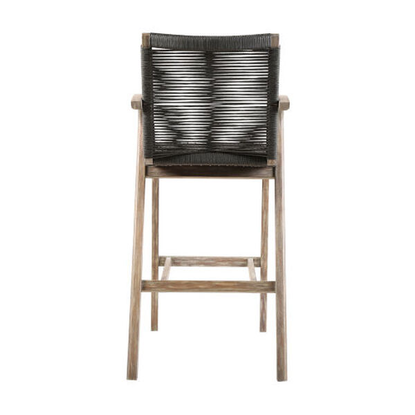 Brielle Teak Charcoal Rope Outdoor Bar Stool, image 5
