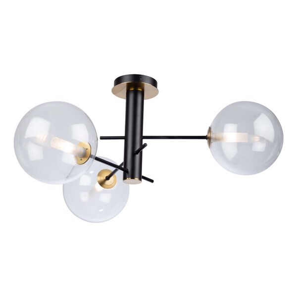 Aurelia Matte Black Brass Three-Light LED Semi-Flush Mount, image 1