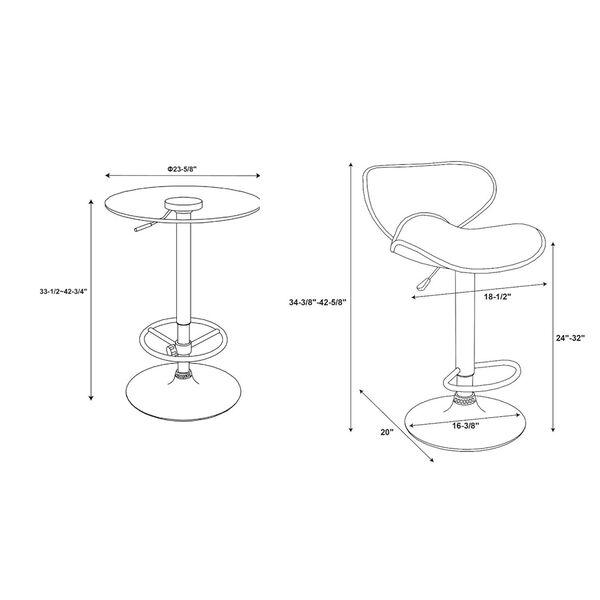 Jenna Chrome and White Adjustable Pub Table Set, 3-Piece, image 3