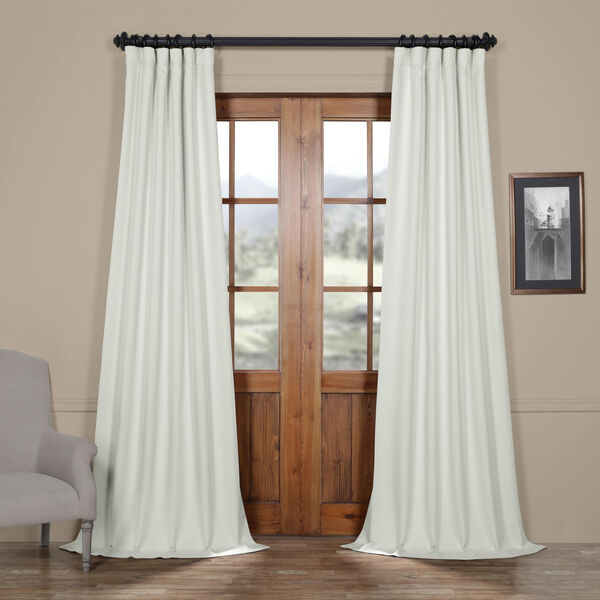 White Oyster Faux Linen Room Darkening Single Panel Curtain 50 x 120, image 1