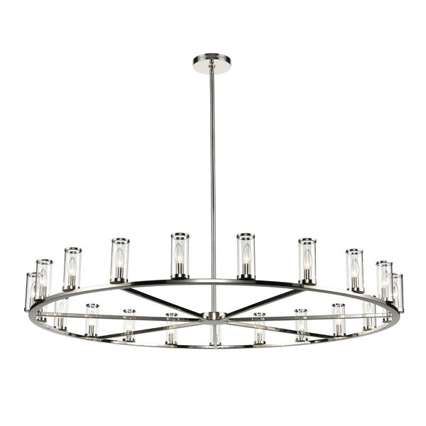Revolve Polished Nickel 21-Light Chandelier with Clear Glass, image 1