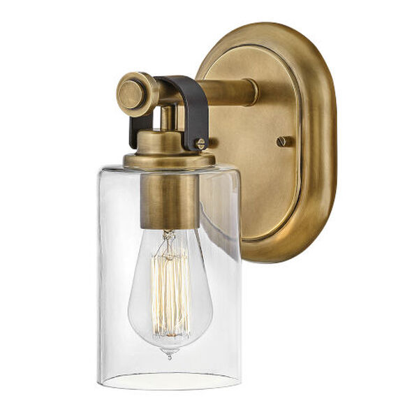Halstead Heritage Brass One-Light Bath Vanity With Clear Glass, image 3