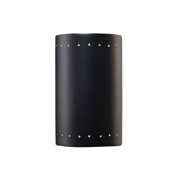 Ambiance Carbon Matte Black Six-Inch Closed Top and Bottom LED Cylinder Outdoor Wall Sconce, image 1