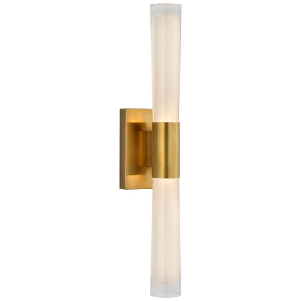 Brenta Single Sconce in Hand-Rubbed Antique Brass with White Glass by AERIN, image 1