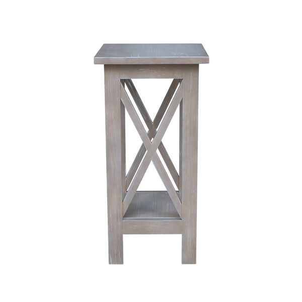 Solid Wood 24 inch X-sided Plant Stand in Washed Gray Taupe, image 3