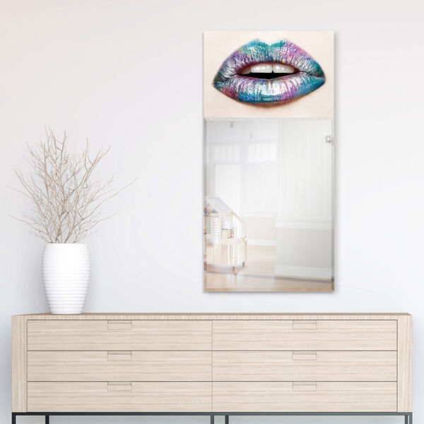 Cotton Candy Lips Blue 48 x 24-Inch Rectangular Beveled Wall Mirror, image 3