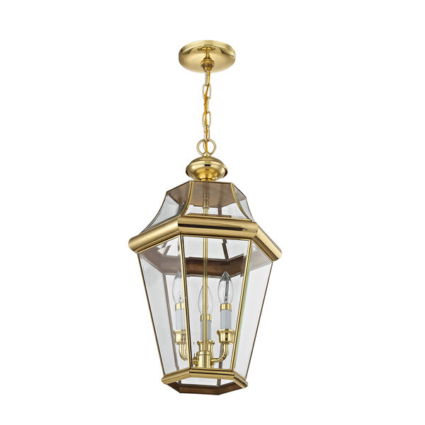 Georgetown Polished Brass Three-Light Outdoor Pendant, image 2