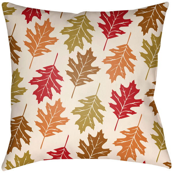 Lodge Cabin Autumn Crimson Red and Beige 18 x 18 In. Pillow with Poly Fill, image 1