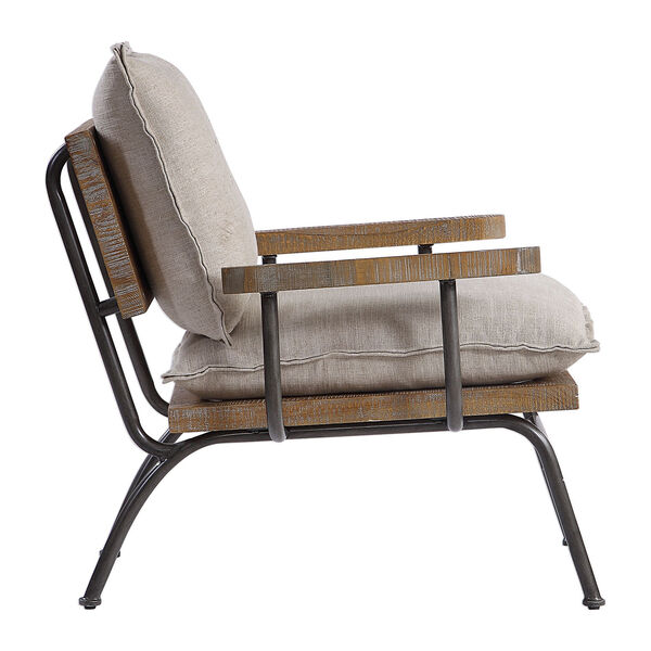 Declan Weathered Oak and Neutral Accent Chair, image 3