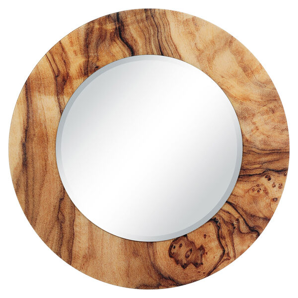 Forest Tan 36 x 36-Inch Round Beveled Wall Mirror, image 3