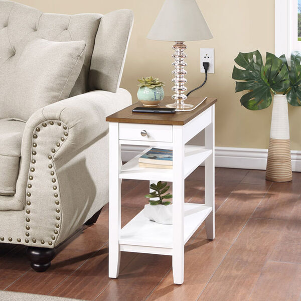 Multicolor American Heritage One Drawer Chairside End Table with Charging Station and Shelves, image 2