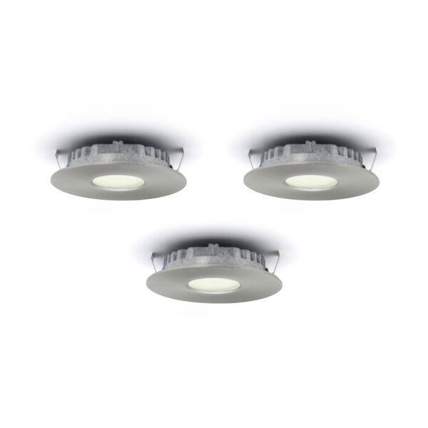 Superpuck Satin Nickel LED Under Cabinet Recessed Puck Light Kit (Set of 3), image 2