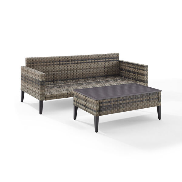 Prescott Outdoor Two-Piece Wicker Sofa Set with Coffee Table, image 5