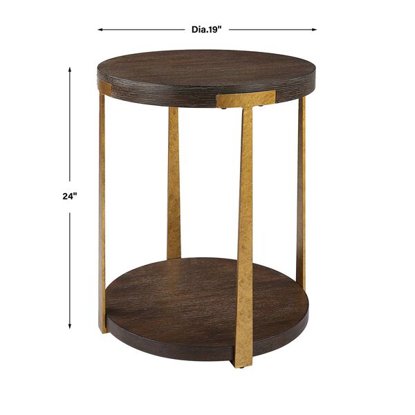 Palisade Rich Coffee and Natural Round Wood Side Table, image 3