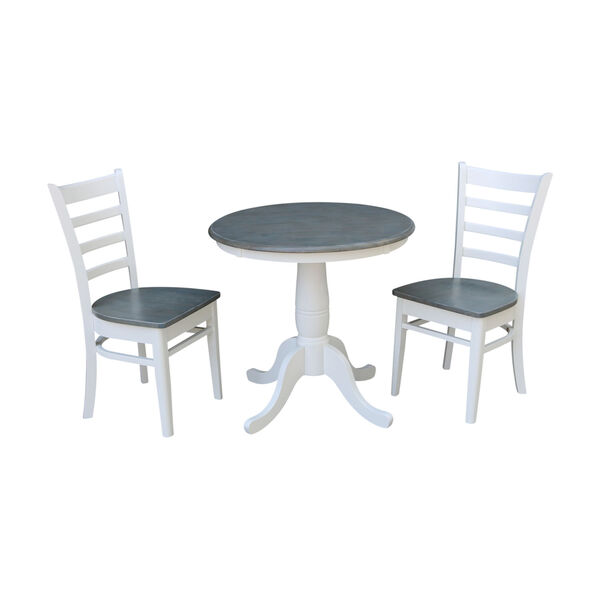Emily White and Heather Gray 30-Inch Round Top Pedestal Table With Chairs, Three-Piece, image 1