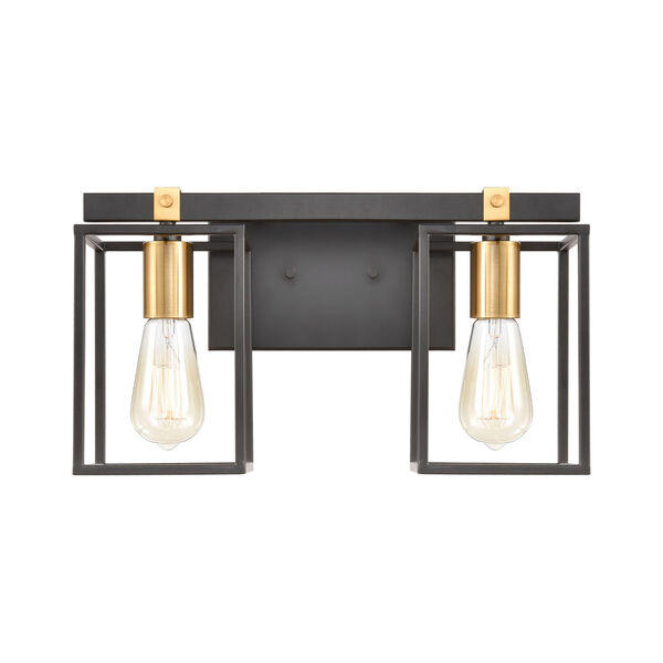 Cloe Matte Black and Brushed Brass Two-Light Vanity Light, image 3