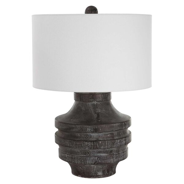 Timber Black Satin and White One-Light Carved Wood Table Lamp, image 4