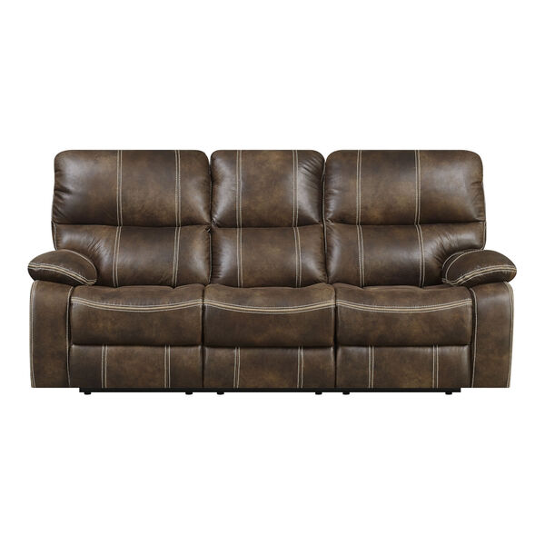 Selby Chocolate Brown 85-Inch Reclining Sofa with USB Charging Station, image 1