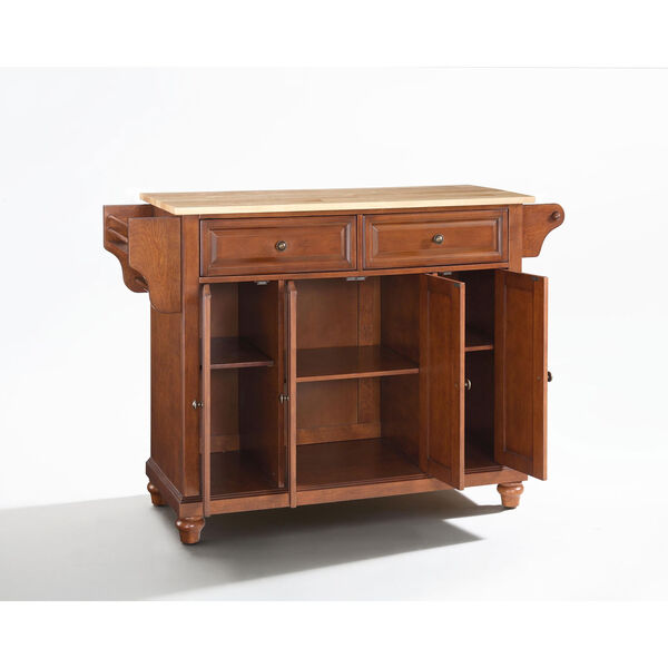 Cambridge Natural Wood Top Kitchen Island in Classic Cherry Finish, image 2