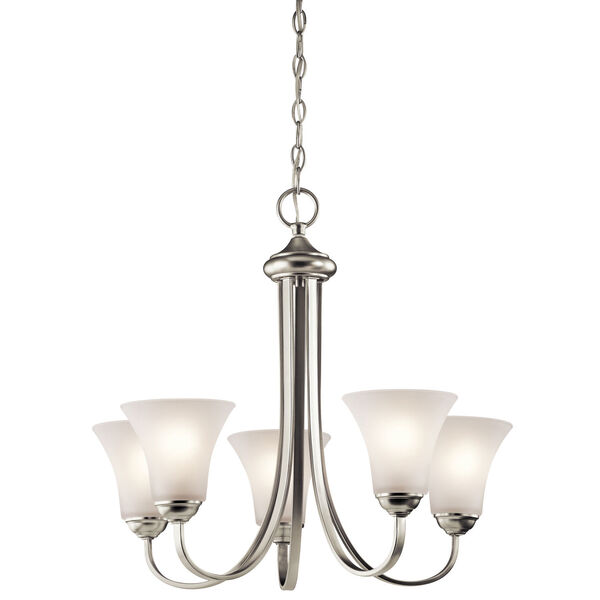 Keiran Brushed Nickel Three-Light One Tier Small Chandelier, image 1