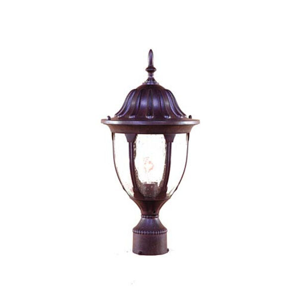 Suffolk Burled Walnut One-Light Post Head Clear Seeded Glass, image 1