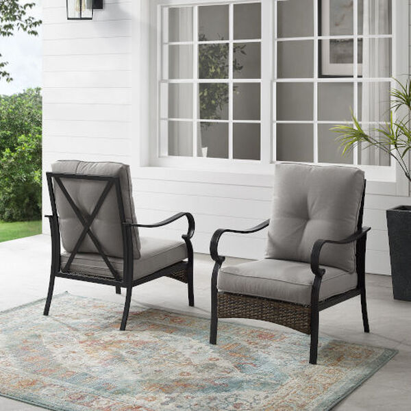 Dahlia Taupe and Matte Black Outdoor Metal and Wicker Armchair, Set of 2, image 3