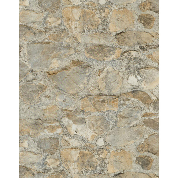 Outdoors in Field Stone Tumbled Tan and Grey Grasscloth, image 1