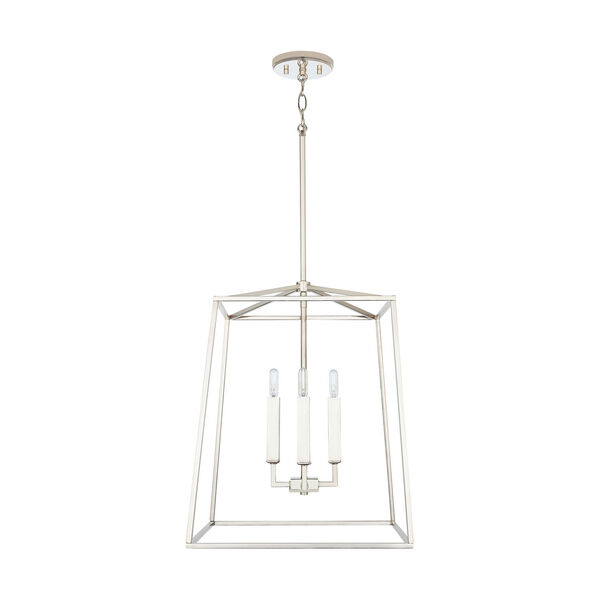Thea Polished Nickel 71-Inch Four-Light Foyer Pendant, image 1