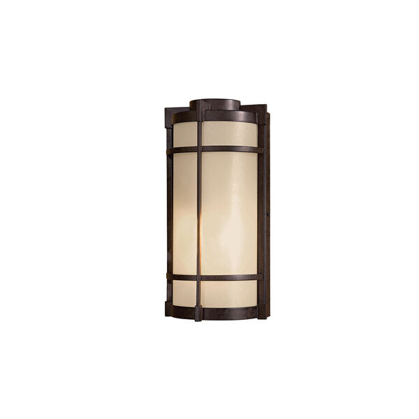 Andrita Court Textured French Bronze One-Light Outdoor Wall Mount with Pear Mist Glass, image 1