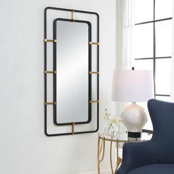 Escapade Brushed Brass Industrial Wall Mirror, image 1