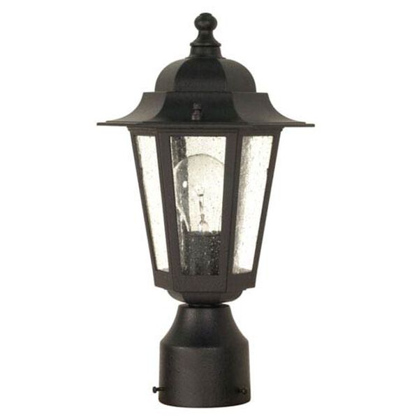 Cornerstone Textured Black One-Light Outdoor Post Mount with Clear Seed Glass, image 1