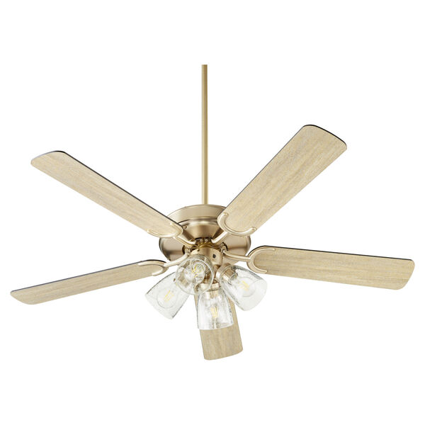 Virtue Aged Brass Four-Light 52-Inch Ceiling Fan with Clear Seeded Glass, image 1