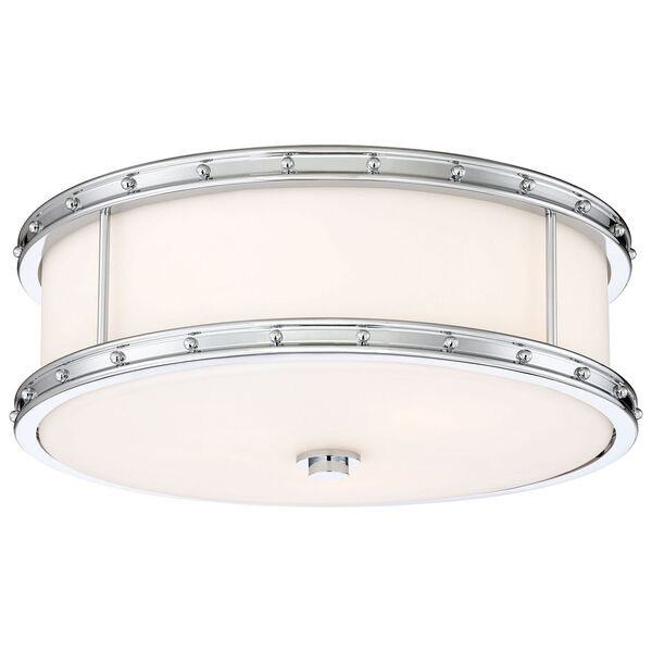 Drum Chrome 16-Inch LED Flush Mount with Etched Opal Glass, image 1