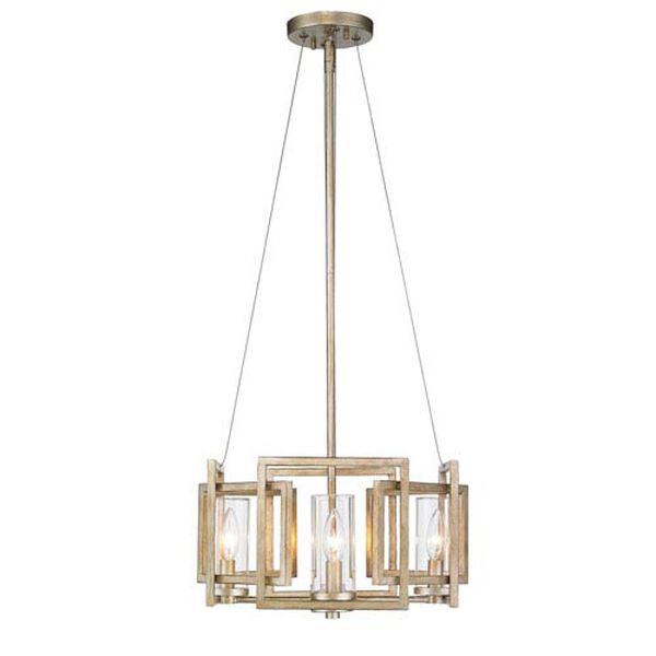 Marco White Gold Semi-Flushmount with Clear Glass Shade, image 4