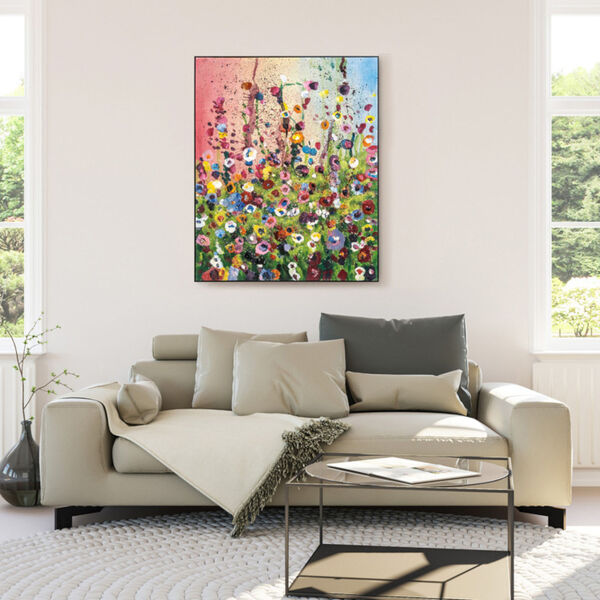 Multicolor Hand Made Acrylic Painting Vertical Meadowland Decorative Art, 40 W x 2 D x 50 H, image 4