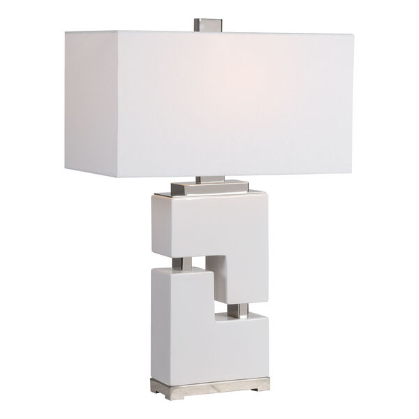 Tetris White One-Light Table Lamp, image 1