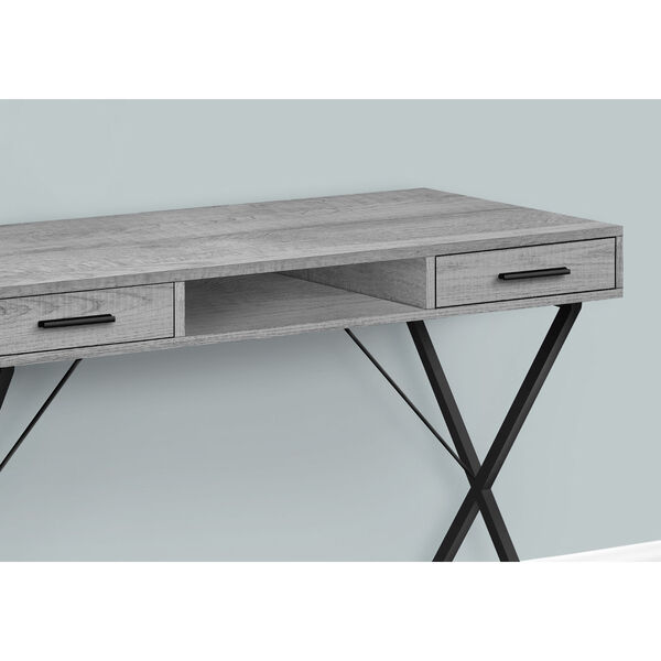 Grey and Black Computer Desk with Two Drawers, image 3