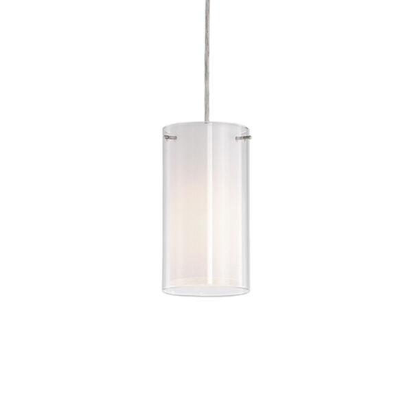 Brushed Nickel Four-Inch One-Light Pendant with White Glass, image 1