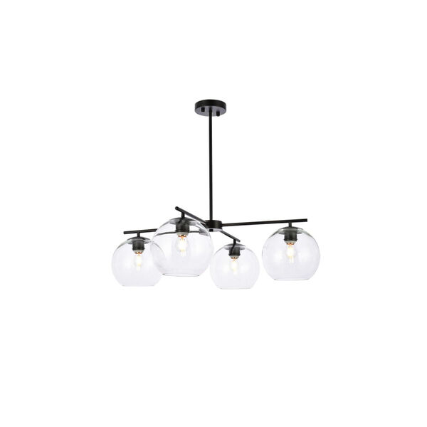 Opus Black and Clear Four-Light Pendant, image 1